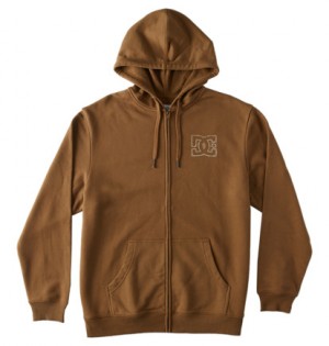 Mikina s Kapucnou DC Shoes DC Zig Zag Zip-Up Panske Hnedožltý | DC-6583940