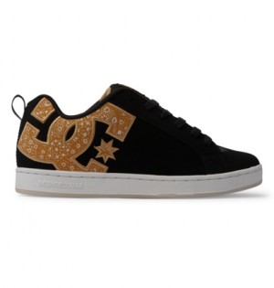 Tenisky DC Shoes Court Graffik Damske Čierne Zlate | DC-1975204