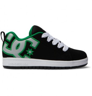 Tenisky DC Shoes Court Graffik Detske Čierne Zelene | DC-5924836