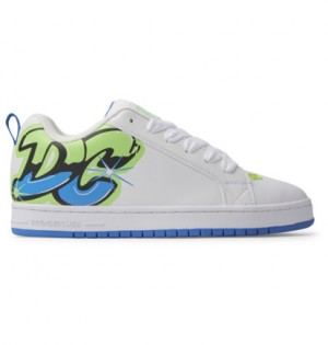 Tenisky DC Shoes Court Graffik Panske Biele Svetlo Zelene Tyrkysové | DC-9851234