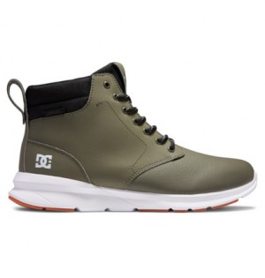 Zimne Topanky DC Shoes Mason 2 Water Resistant Leather Panske Olivovo Zelená Biele | DC-2496813