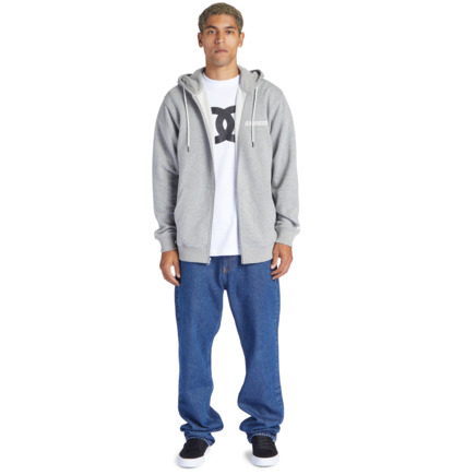 Mikina s Kapucnou DC Shoes Baseline Zip-Up Panske Siva | DC-6495873