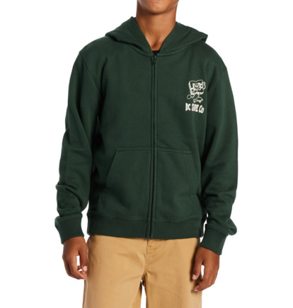 Mikina s Kapucnou DC Shoes Playtime Zip-Up Detske Tmavo Zelene | DC-6148570