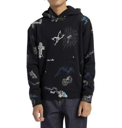 Mikina s Kapucnou DC Shoes Scribble Pullover Detske Čierne | DC-2874105