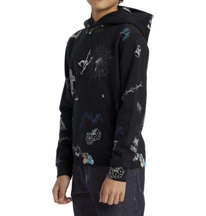 Mikina s Kapucnou DC Shoes Scribble Pullover Detske Čierne | DC-2874105