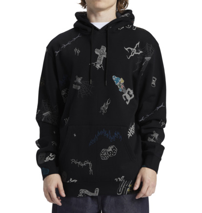 Mikina s Kapucnou DC Shoes Scribble Pullover Panske Čierne | DC-6182370