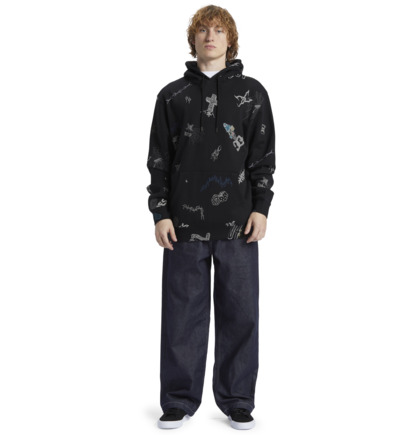 Mikina s Kapucnou DC Shoes Scribble Pullover Panske Čierne | DC-6182370