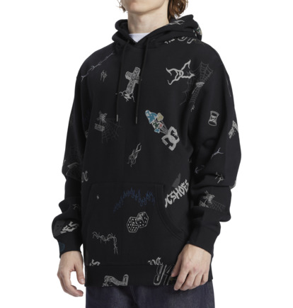 Mikina s Kapucnou DC Shoes Scribble Pullover Panske Čierne | DC-6182370