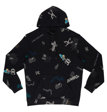 Mikina s Kapucnou DC Shoes Scribble Pullover Panske Čierne | DC-6182370